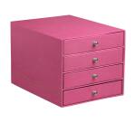 Rhodiarama trieur 4 tiroirs simili cuir italien 24,8x32,7x22,8 cm - Fuchsia