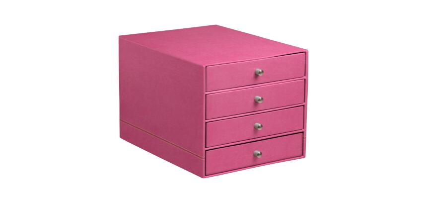 Rhodiarama trieur 4 tiroirs simili cuir italien 24,8x32,7x22,8 cm - Fuchsia