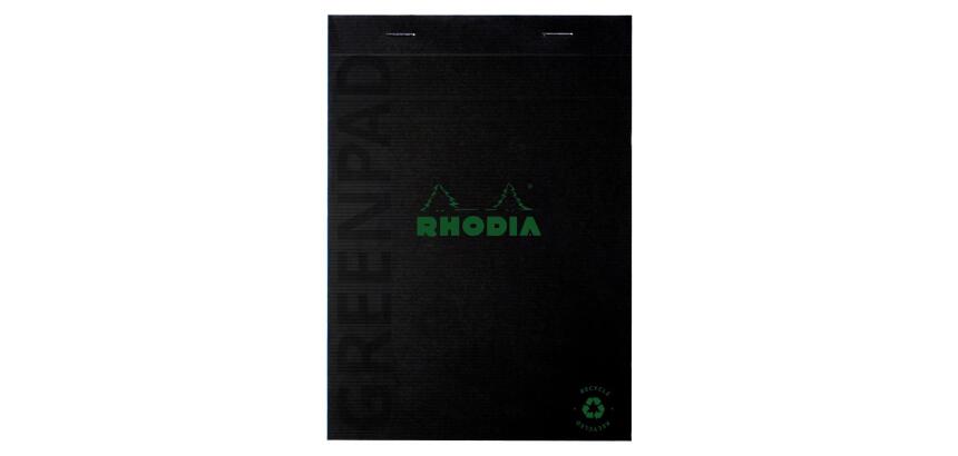 Greenpad bloc agrafé recyclé et recyclable en carte souple 350 g/m2 - N°16 14,8x21 cm 70 feuillets 5/5 - Papier Clairefontaine recyclé 90 g/m2 - Noir - New - Noir