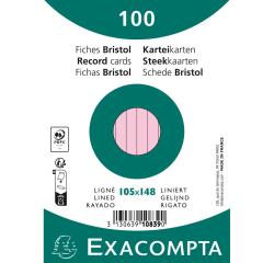 Fichas de cartulina bristol 205 g/m2 - Rayado - 105x148 mm - Rosa