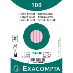 Pk100 Exa Rec Card 10.5x14.8cm Lined - Pink