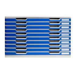 MODULO A3 (10 drawers) light grey/blue