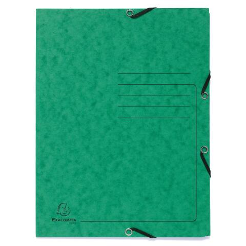 Carpetas con gomas 3 solapas impresas 355 g/m2 - Verde