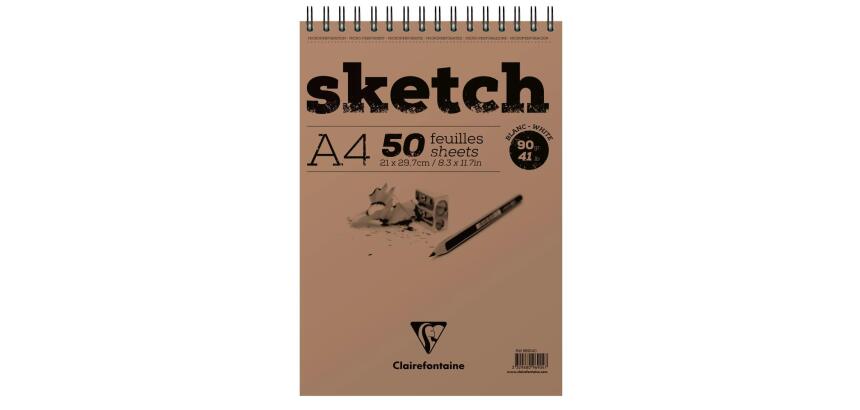 Sketch bloc spiralé 50F A4 90g - Blanc