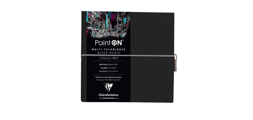 PaintON Noir carnet cousu 32F 19x19cm 250g - Noir