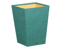 Rhodiarama corbeille à papier simili cuir italien 27x27x32 cm - Eau