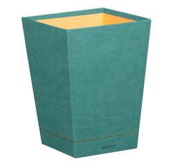 Rhodiarama corbeille à papier simili cuir italien 27x27x32 cm - Eau