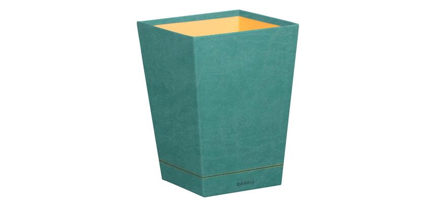 Rhodiarama corbeille à papier simili cuir italien 27x27x32 cm - Eau