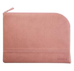 Rhodiarama pochette zippée en simili cuir - taille L (21x28 cm) - Bois de rose