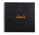 Reverse book Rhodia Classic reliure intégrale 21x21 cm 160 pages petits carreaux 5x5 détachables 80g - Noir