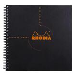 Reverse book Rhodia Classic reliure intégrale 21x21 cm 160 pages petits carreaux 5x5 détachables 80g - Noir