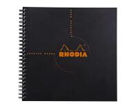 Reverse book Rhodia Classic reliure intégrale 21x21 cm 160 pages petits carreaux 5x5 détachables 80g - Noir