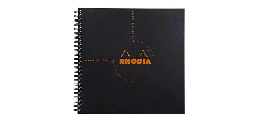 Reverse book Rhodia Classic reliure intégrale 21x21 cm 160 pages petits carreaux 5x5 détachables 80g - Noir
