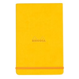 Rhodiarama Webnotepad rembordé rigide A5 192 pages ligné microperforé papier ivoire 90g fermeture élastique - Jonquille