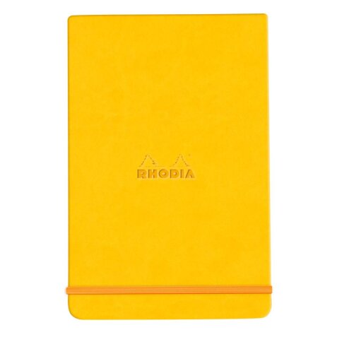 Rhodiarama Webnotepad rembordé rigide A5 192 pages ligné microperforé papier ivoire 90g fermeture élastique - Jonquille