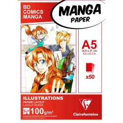 Manga Illustrations bloc collé 50F A5 100g