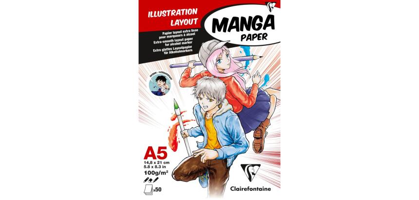 Manga Illustrations bloc collé 50F A5 100g