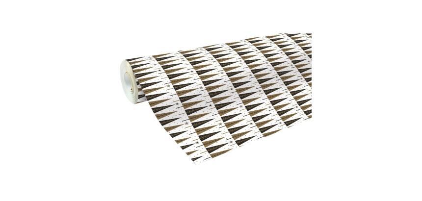 Papier cadeau Alliance, largeur 70 cm - Rouleau de 50 m, Sapin Noël noir/or - Noir & Blanc