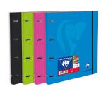 Cahier-classeur rigide Mimesys A4 à 4 anneaux diamètre 30 mm écartement 80 mm + 200 pages petits carreaux avec cadre en-tête et 4 couleurs de bandes - Assortis