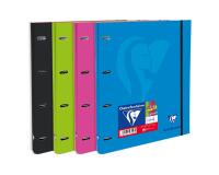 Cahier-classeur rigide Mimesys A4 à 4 anneaux diamètre 30 mm écartement 80 mm + 200 pages petits carreaux avec cadre en-tête et 4 couleurs de bandes - Assortis