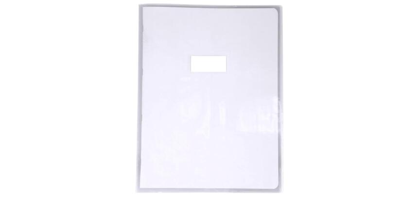 Protège-cahier Cristal 12/100 24x32 avec porte-étiquette. Transparent