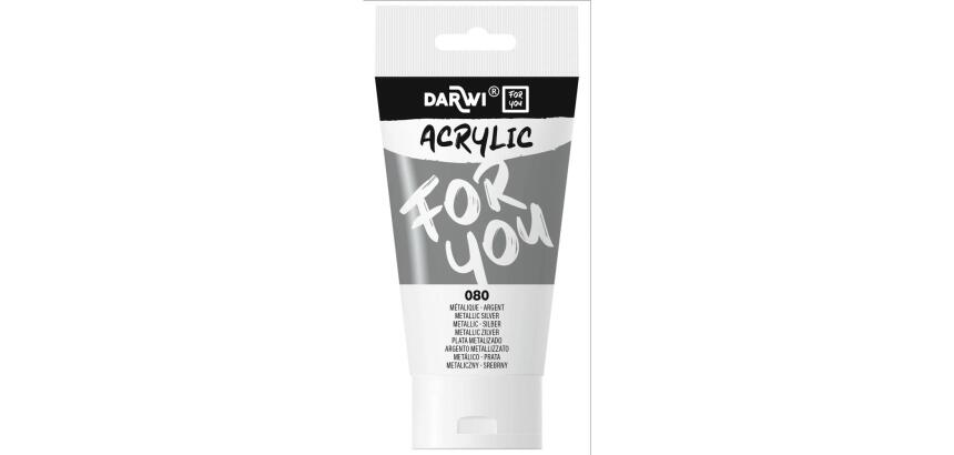 Darwi For You tube de peinture acrylique 75 ml - Argent métallisé