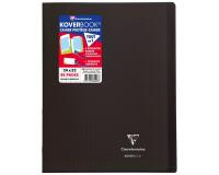 Cahier piqué Koverbook 24x32 cm 48 pages grands carreaux couverture polypropylène transparent - Gris