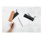 CUIR NOIR Trousse plate 22x6 cm. - Noir