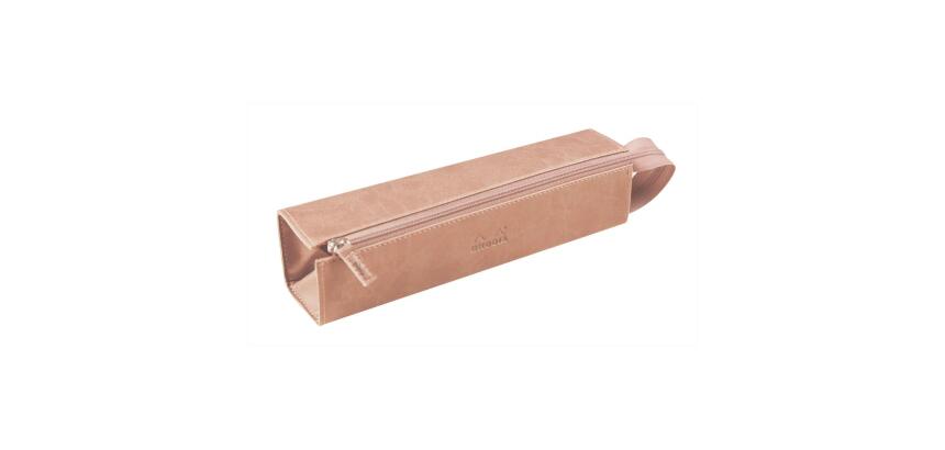 Rhodiarama trousse plumier simili cuir italien 23x5x5 cm - Touche de rose