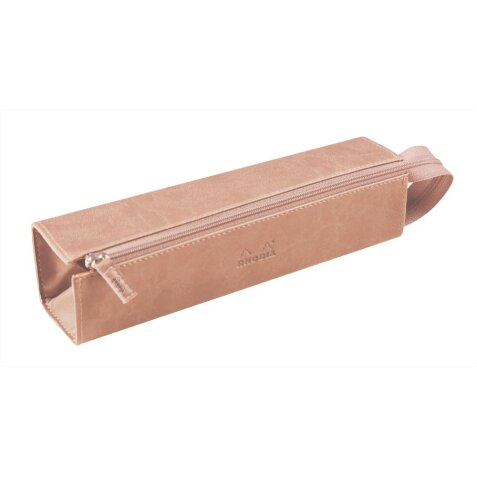 Rhodiarama trousse plumier simili cuir italien 23x5x5 cm - Touche de rose