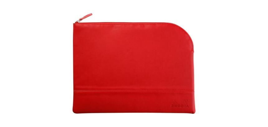 Rhodiarama pochette zippée en simili cuir - taille L (21x28 cm) - Coquelicot