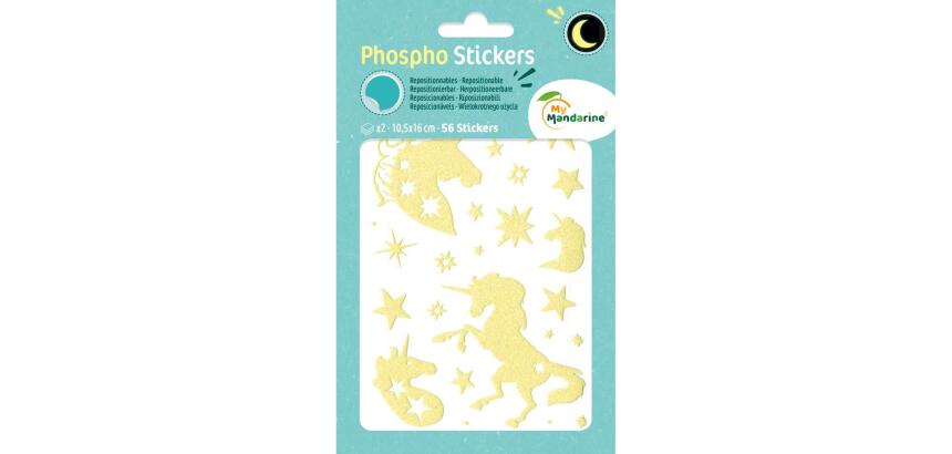 Phospho' Stick, Sach 2 pl 10,5x16cm, Licornes - Jaune fluo