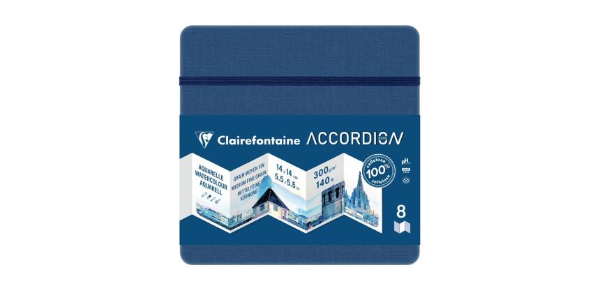 Accordion Book carnet accordéon 9F 14x14cm 300g - Bleu