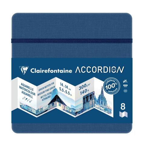 Accordion Book carnet accordéon 9F 14x14cm 300g - Bleu