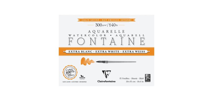Fontaine Extra Blanc Grain Satiné bloc collé 4 côtés 15F 15x20cm 300g