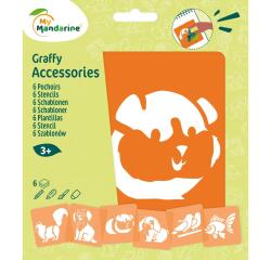 Set de 6 pochoirs enfants, Animaux familiers - Orange