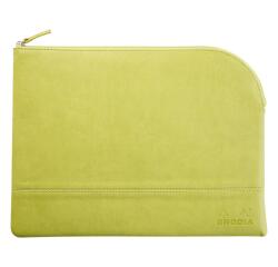 Rhodiarama pochette zippée en simili cuir - taille L (21x28 cm) - Anis