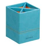 Rhodiarama pot à crayons simili cuir italien 8x8x11 cm - Turquoise