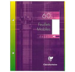 Feuillets mobiles Dessin sous étui 17x22cm 60 pages uni - Blanc