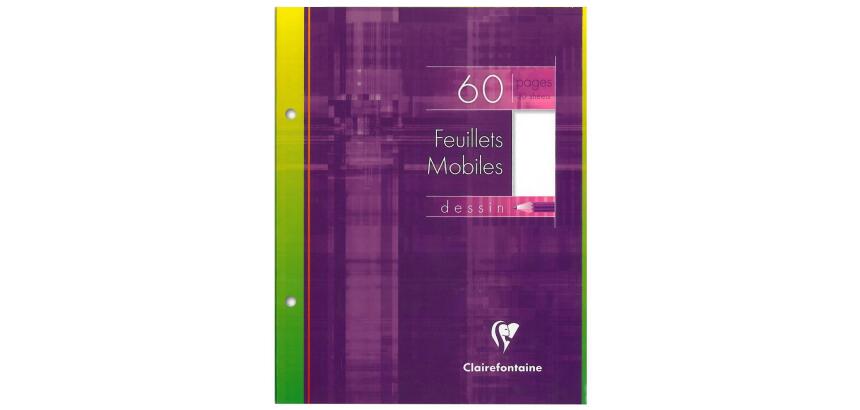 Feuillets mobiles Dessin sous étui 17x22cm 60 pages uni - Blanc