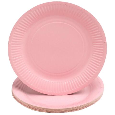 Platos de cartón sin plástico - Ø 23 cm - Rosa