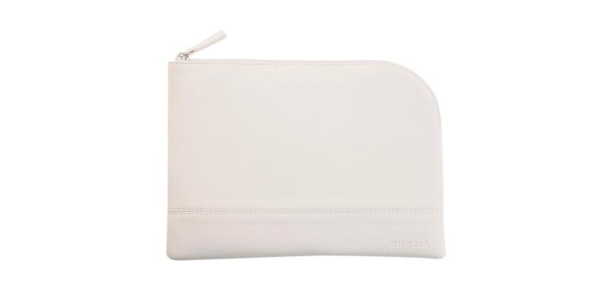 Rhodiarama pochette zippée en simili cuir - taille M (16x22 cm) - Blanc