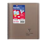 Cahier reliure intégrale enveloppante Koverbook 17x22cm 160 pages grands carreaux couverture polypropylène transparent - Assortis