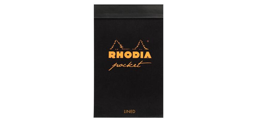 Bloc Pocket Rhodia 7,5x12 cm ligné - Noir