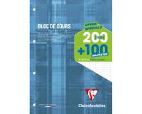 Bloc de cours encollé grand côté A4 200 pages détachables + 100 GRATUITES perforé 4 trous petits carreaux Bleu gris - Bleu gris