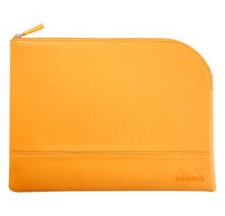 Rhodiarama pochette zippée en simili cuir - taille L (21x28 cm) - Orange