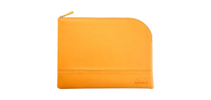 Rhodiarama pochette zippée en simili cuir - taille L (21x28 cm) - Orange