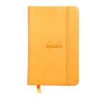 Webnotebook 9x14 cm, 96 blad effen ivoorkleurig papier van 90g, sluiting met elastiek - Oranje