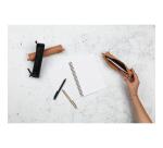 CUIR NOIR Trousse petite ronde Ø3,5x18 cm. - Noir