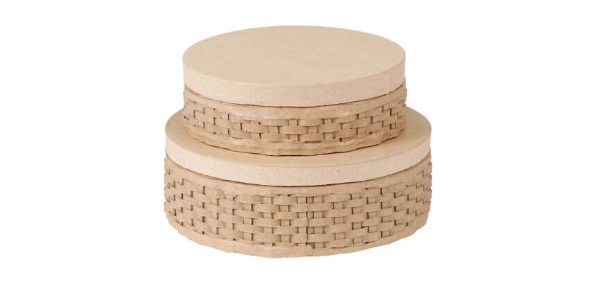 Assortiment 2 boîtes tressées rondes - Kraft